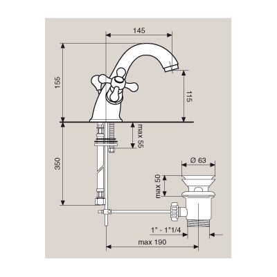 Μπαταρία Νιπτήρος Χαμηλή 12013 Deco Classic Emmevi Bronze