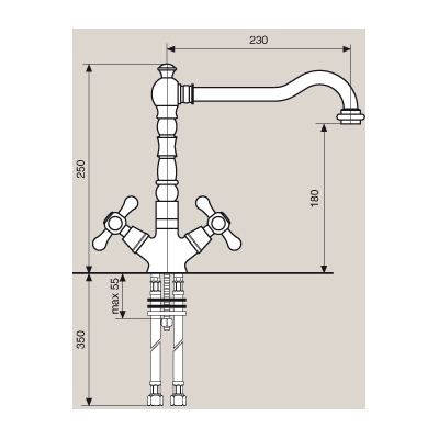 Μπαταρία Νεροχύτου Ψηλή 12617 Deco Old Emmevi χρωμέ