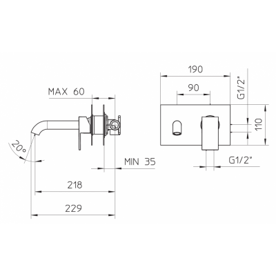 Μπαταρία Εντοιχισμού Νιπτήρος 583174 QADRA Palazzani Matt Black 38  