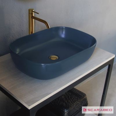 Νιπτήρας Επικαθήμενος SCARABEO GLAM 56x39 OCEAN (Blue)1804-600