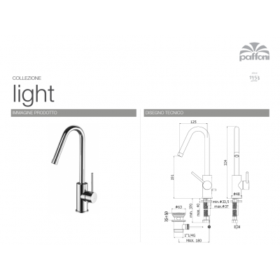 Μπαταρία Νιπτήρος LIGHT 978CR PAFFONI χρωμέ