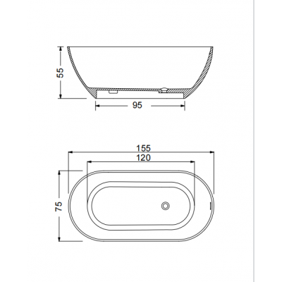 Μπανιέρα ελεύθερης τοποθέτησης SIRENE Cusco 402-CUS15575-401 Ματ Μαύρο 1550x750cm 