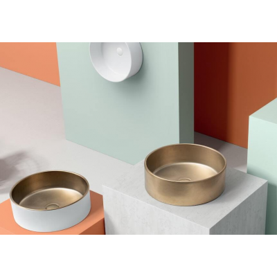 Νιπτήρας Επιτραπέζιος SANINDUSA ROUND SATIN GOLD/WHITE Ø45